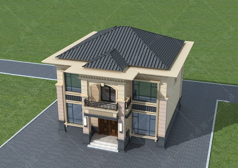 二层欧式小别墅设计鸟瞰效果图