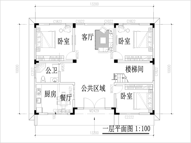 农村小型框架别墅设计平面图