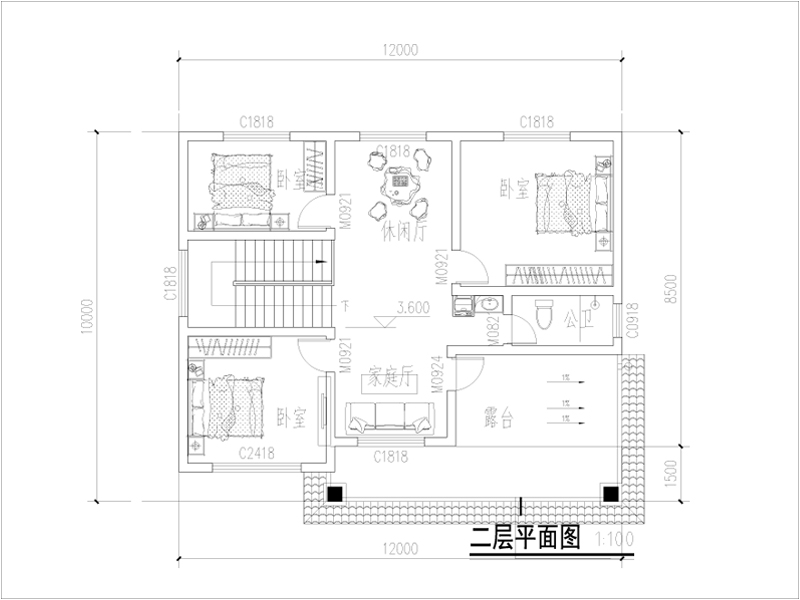 农村自建别墅设计二层户型图