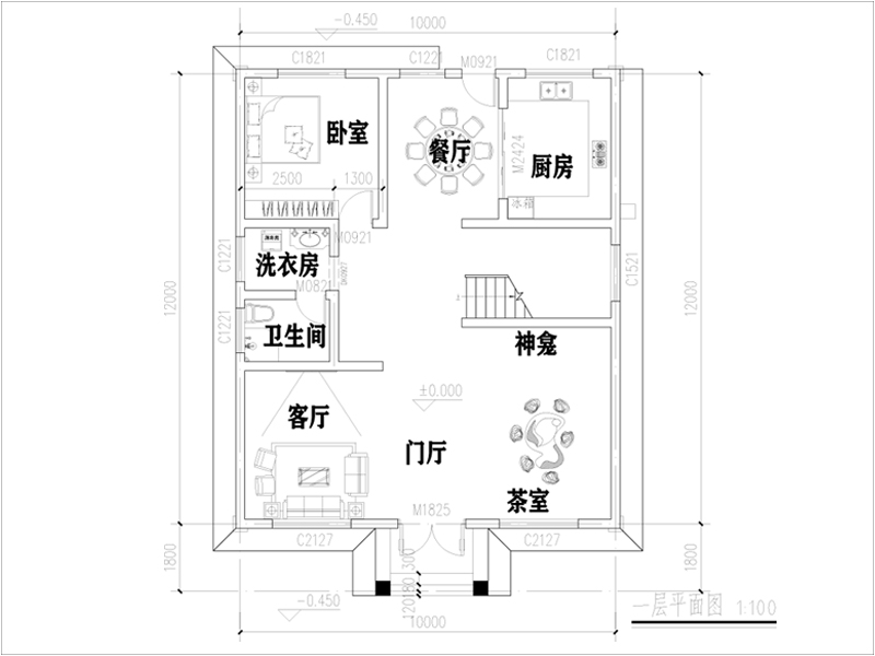 农村别墅一层户型图