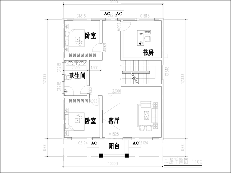 农村别墅二层户型图