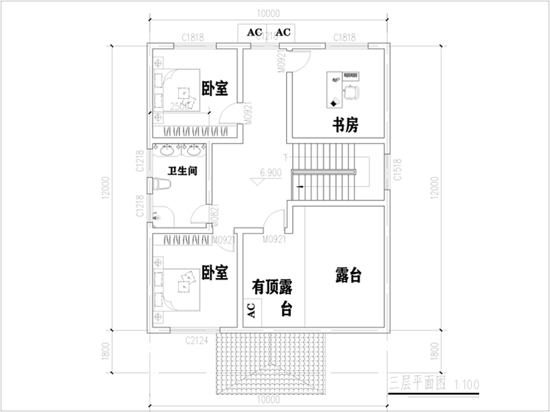 农村别墅三层户型图