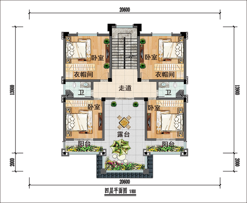 欧式双拼别墅四楼户型图