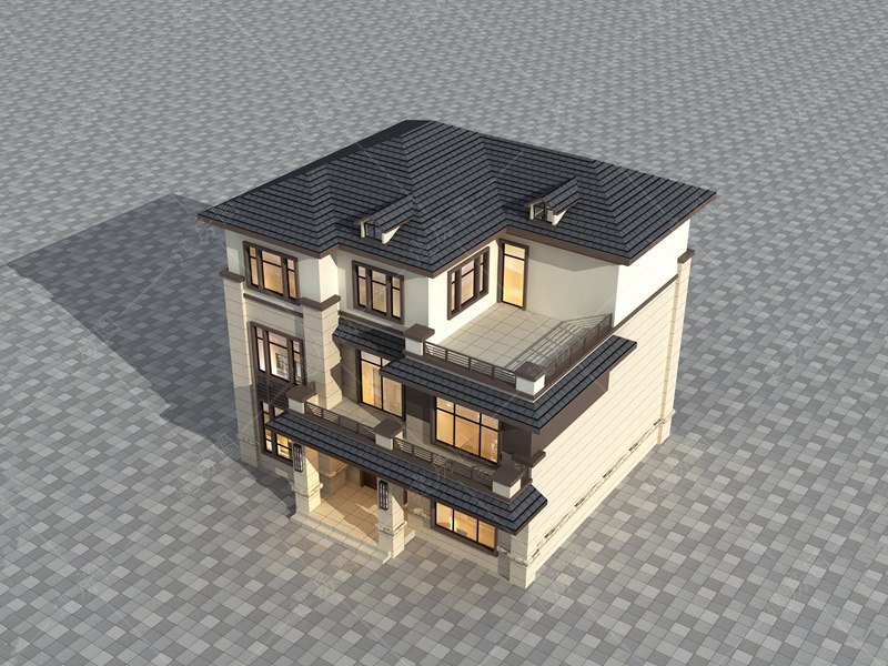 三层新中式独栋别墅设计效果图
