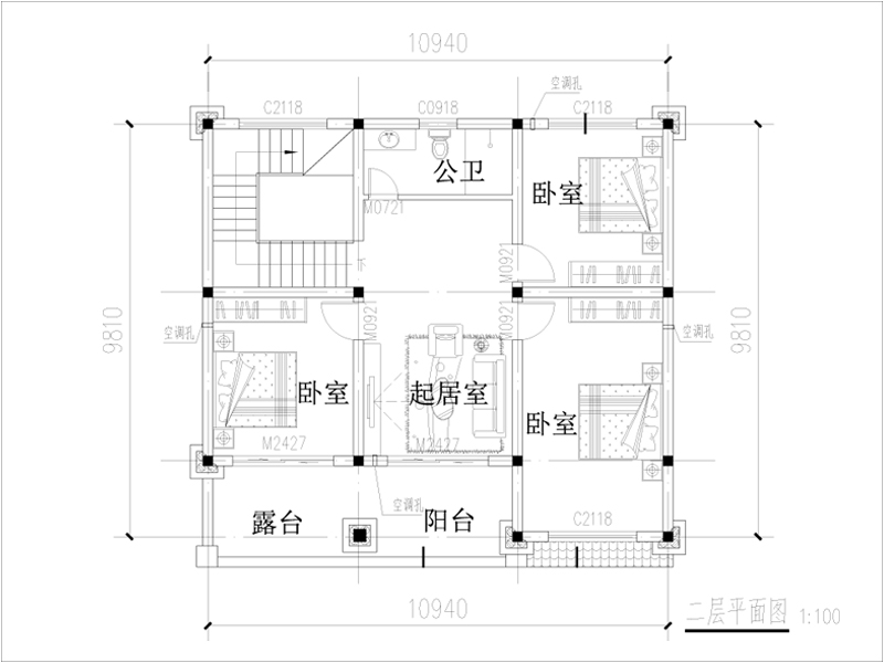 农村楼房二层平面图
