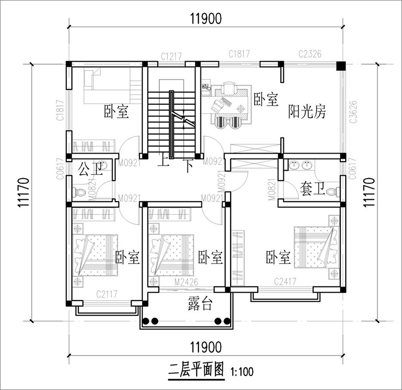 三层别墅户型图