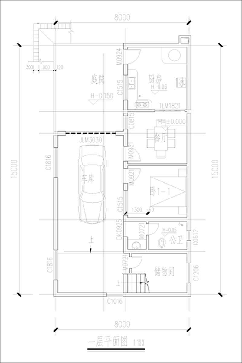 新农村简欧别墅一层户型图