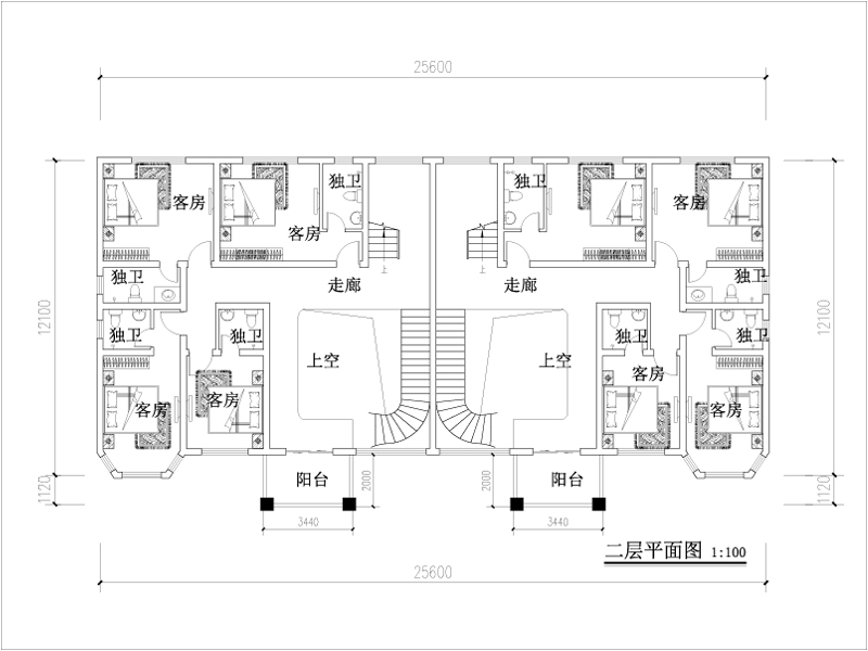 民宿设计二层平面图
