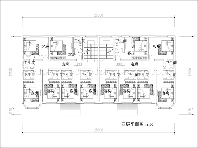 民宿设计四层平面图