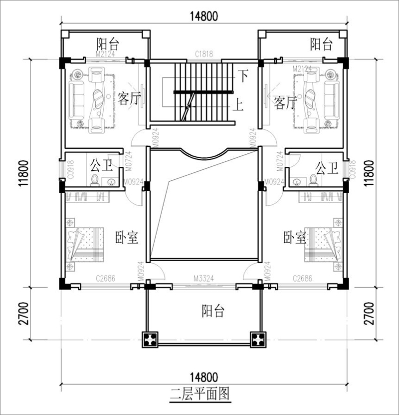 四层欧式别墅二楼户型图