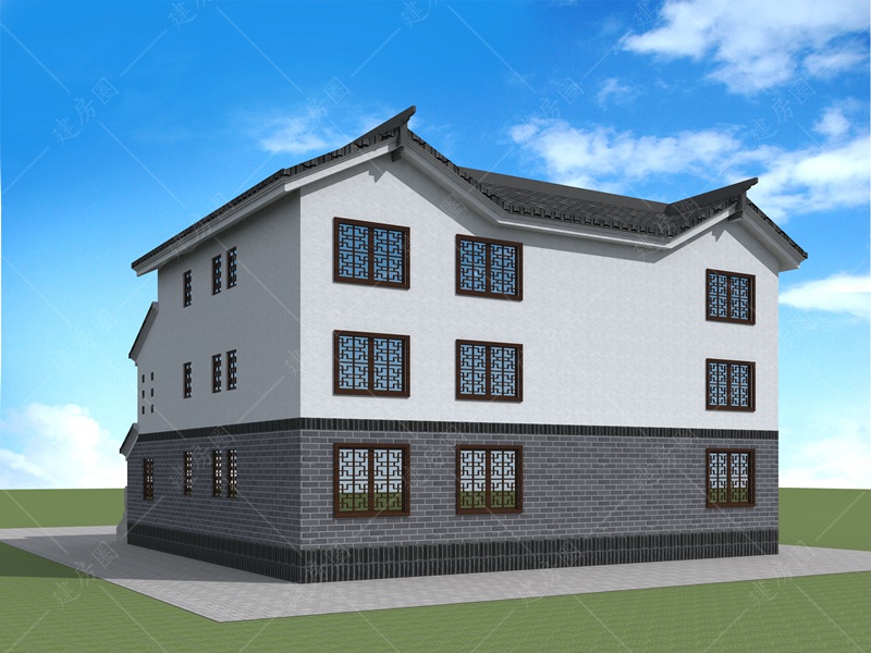 新中式三层独栋别墅外观图片