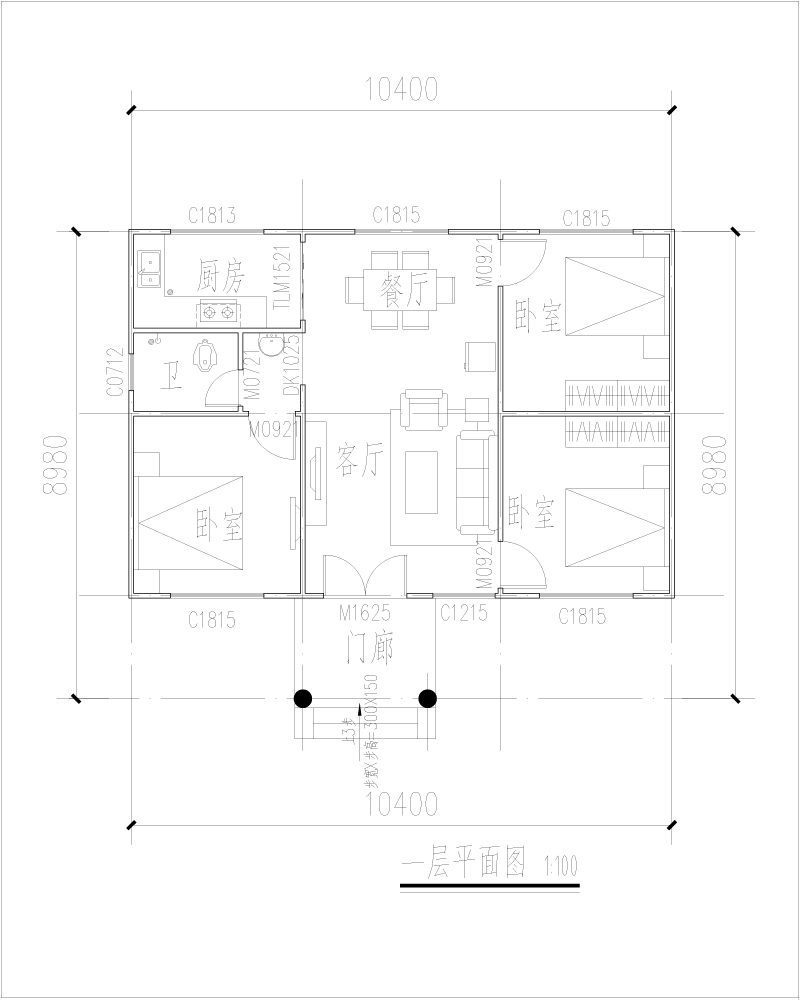农村10万元一层小别墅户型图