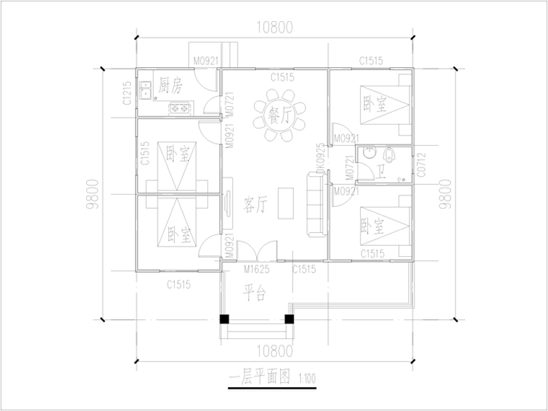 农村10万一层小洋房户型图