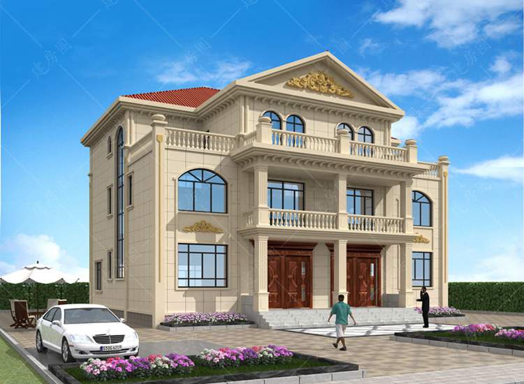 两兄弟合建农村双拼三层别墅设计图