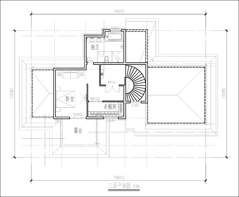 农村二层半别墅建筑平面图