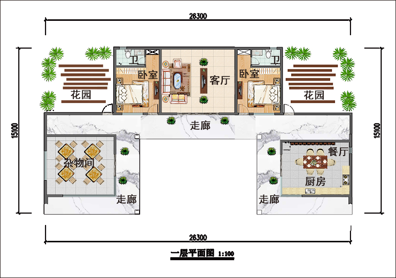 农村一层半别墅户型图