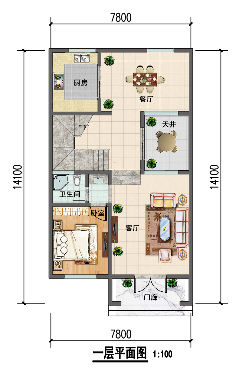 两间三层自建房户型图