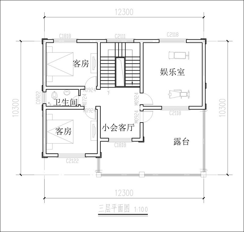 农村三层房子平面布局图