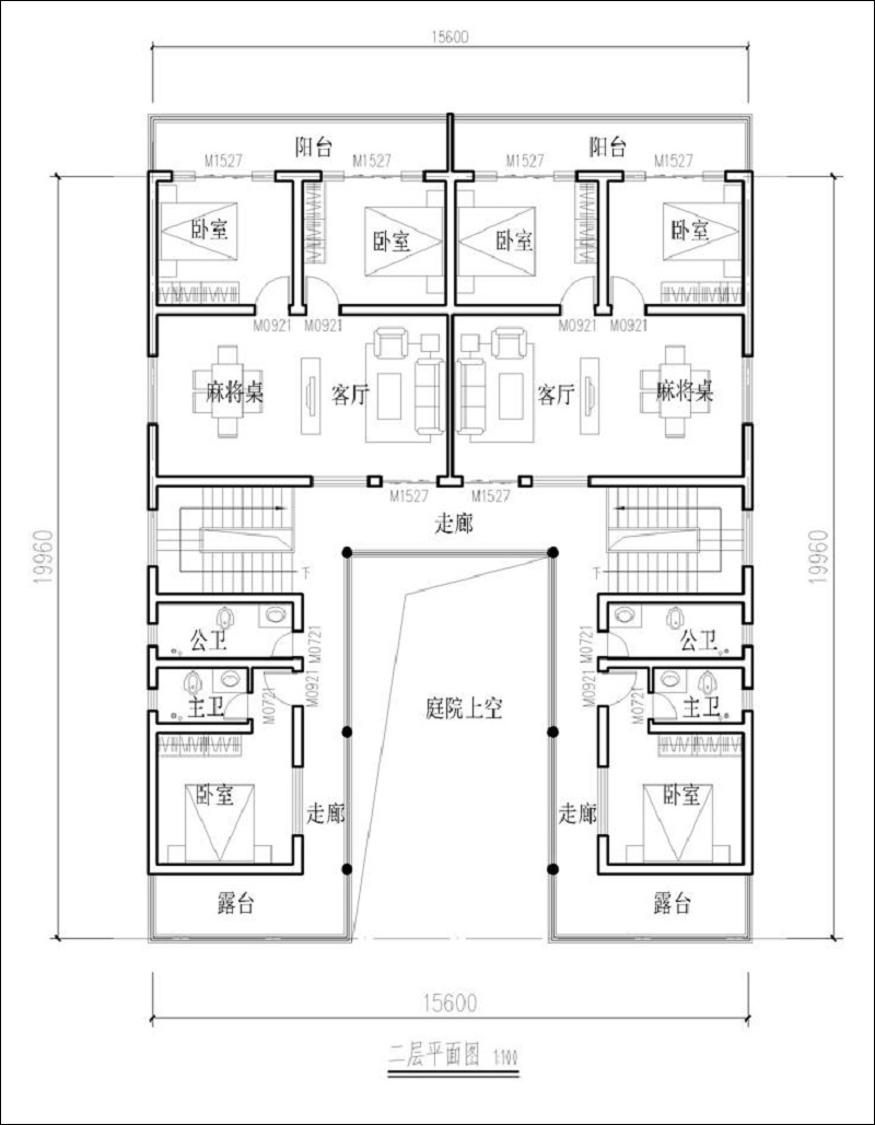 农村二层四合院建房平面图