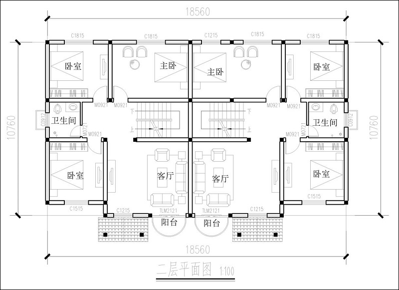 三层双拼别墅平面图