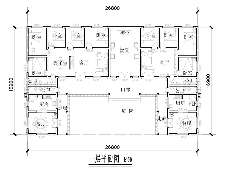 农村一层欧式小院户型图