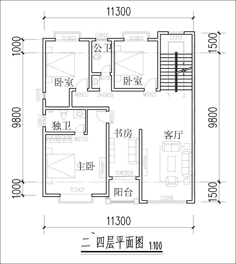 农村四层楼房户型图