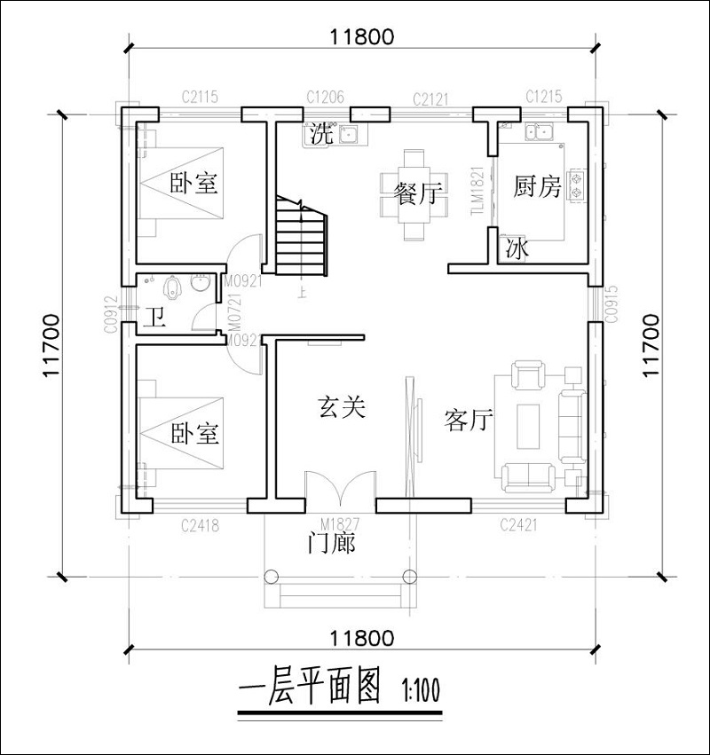 农村二层自建别墅户型图