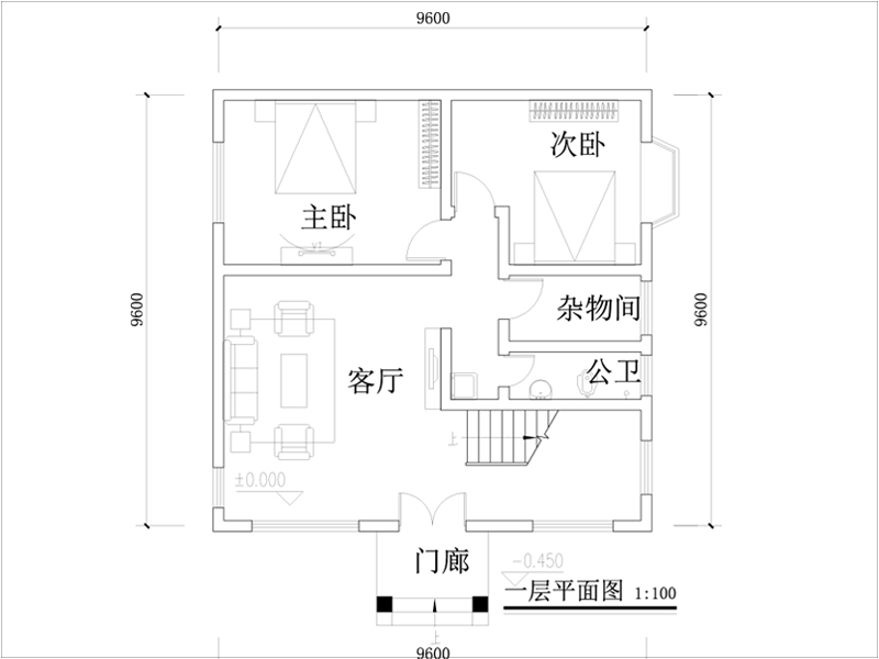 100平方米农村三层小别墅平面图