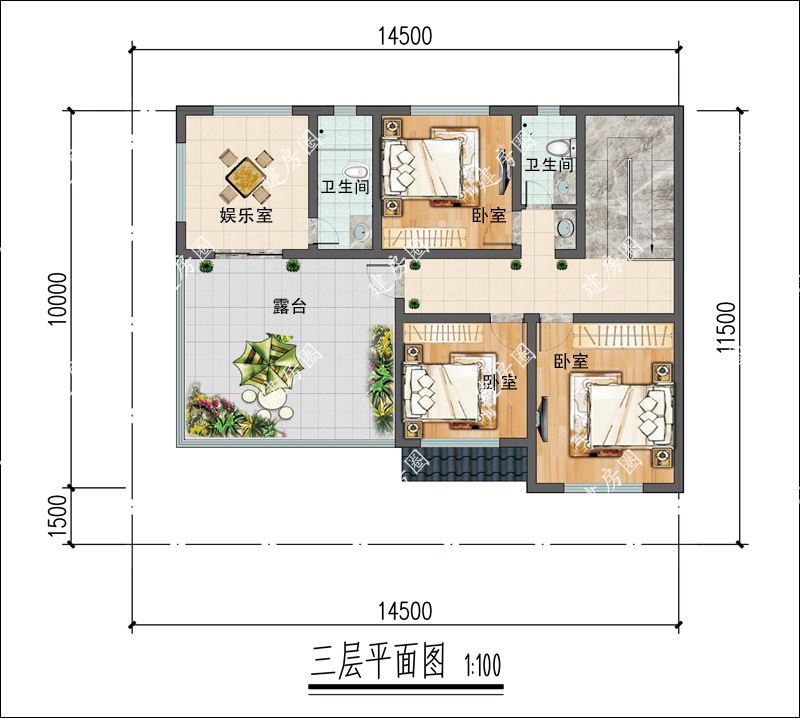 三层农村别墅设计平面图