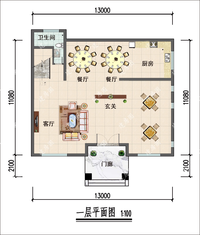 农村三层中式别墅平面图