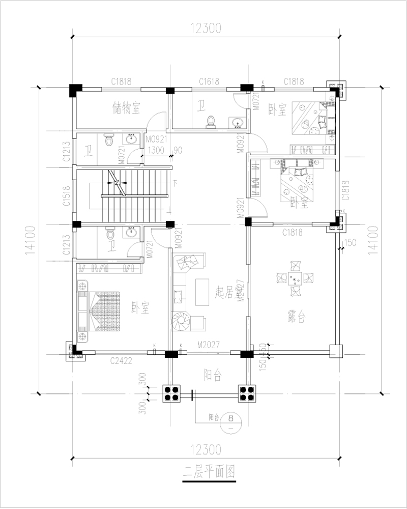 自建房二层布局图