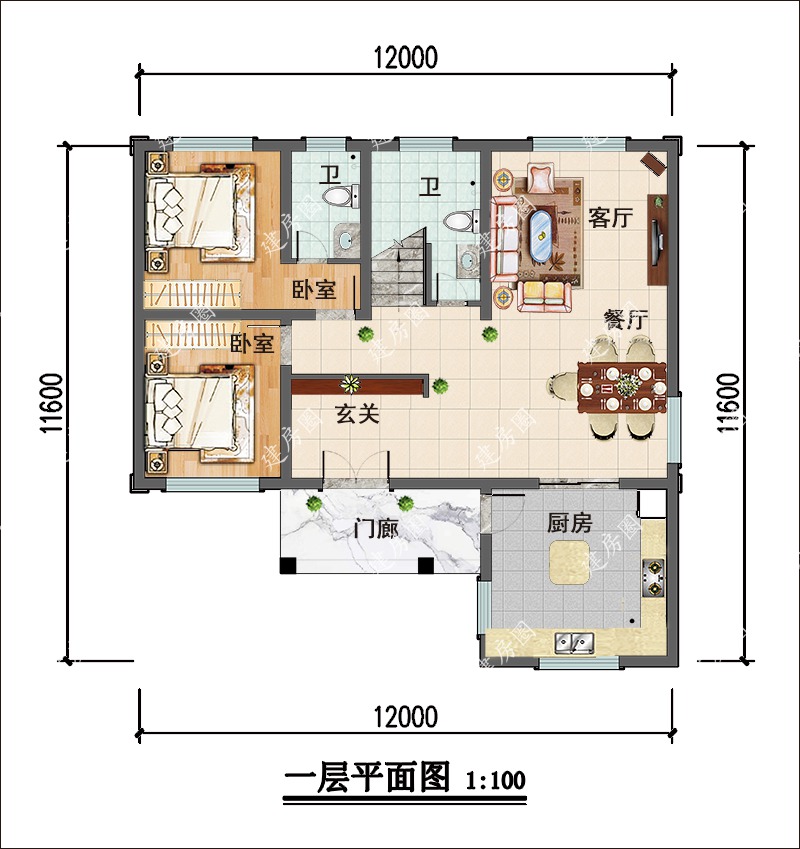 农村简单自建房一层户型图