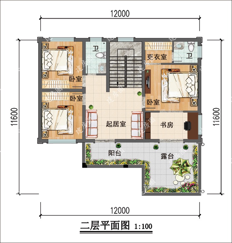 农村简单自建房二层平面图