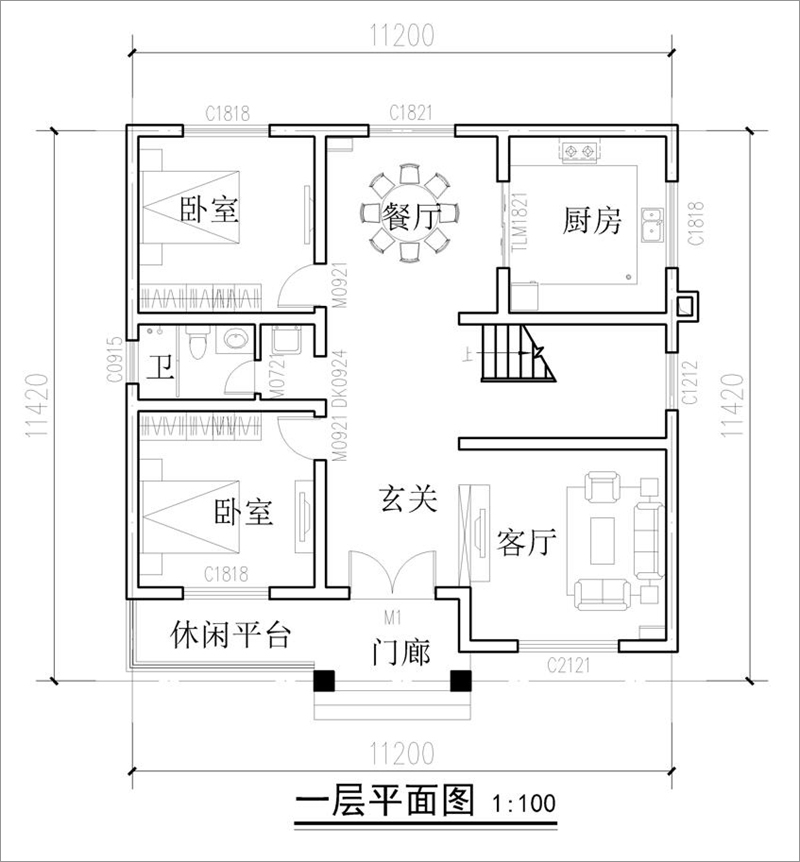 农村120平方二层别墅户型图