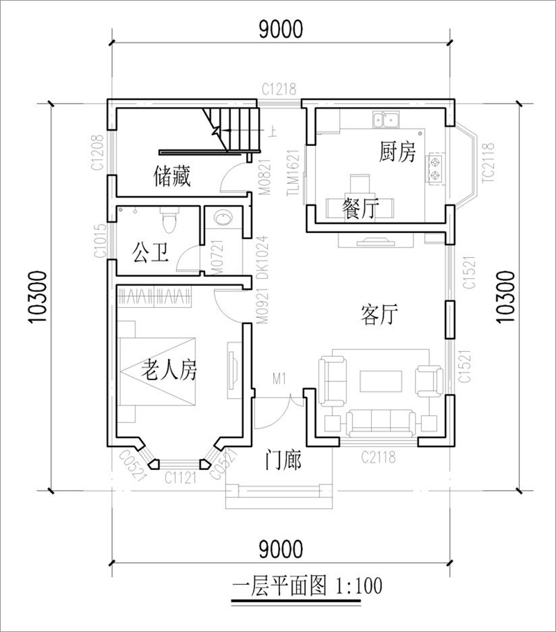 90平正方形户型设计图图片