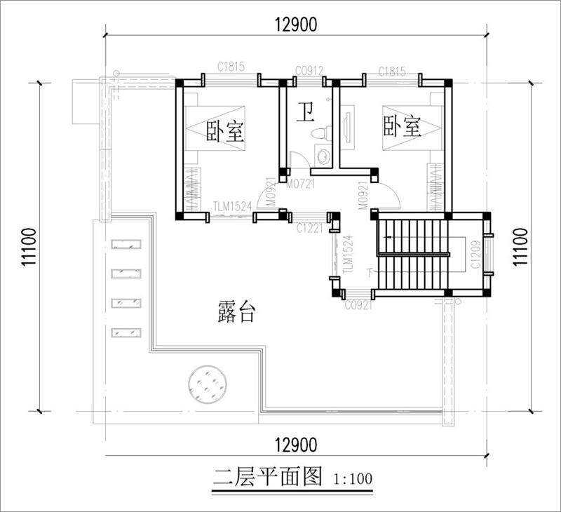 农村二层现代自建房设计图纸二层平面布局图