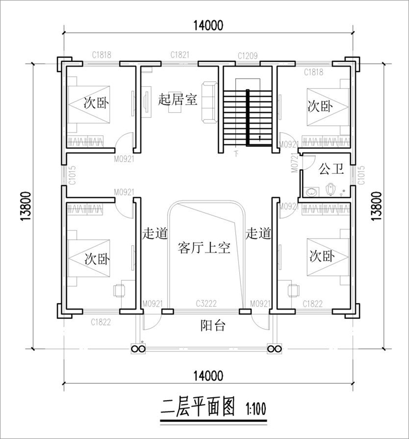  农村二层楼房户型图