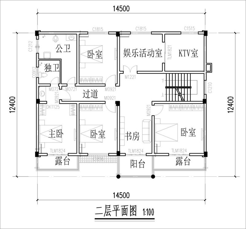 农村二层自建别墅平面图