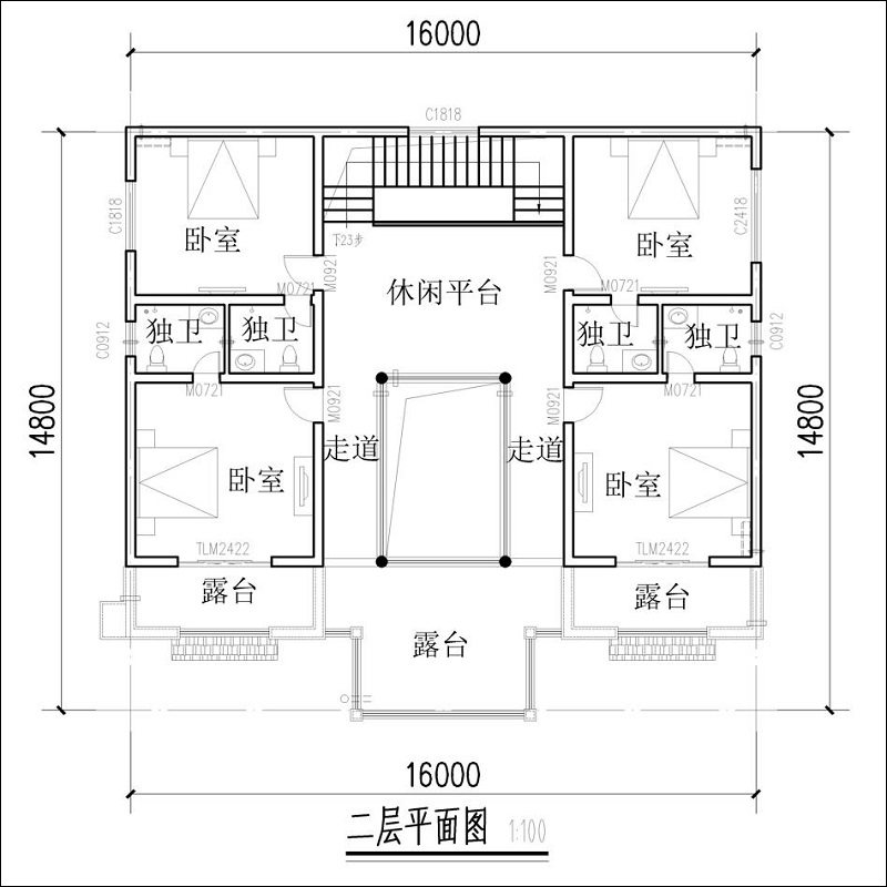 农村两层四合院户型图