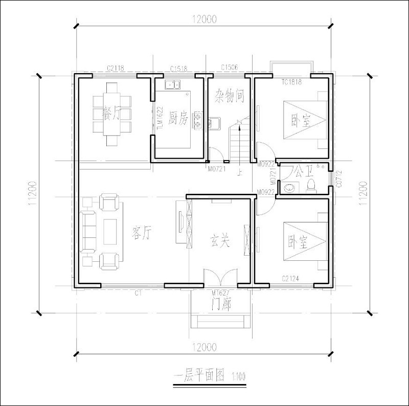 120平方农村平房设计图图片