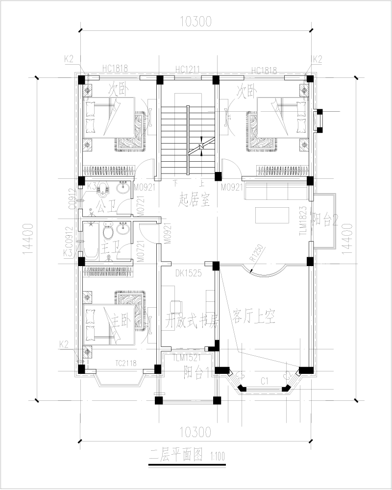 自建房二层平面图