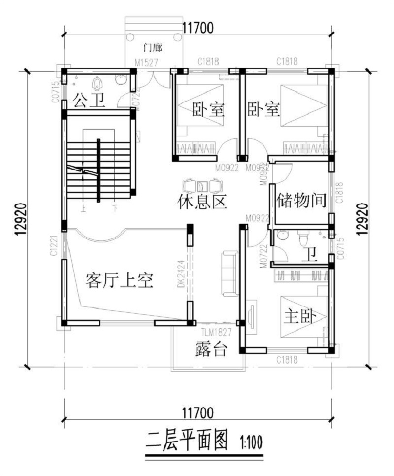 农村自建房二层平面图