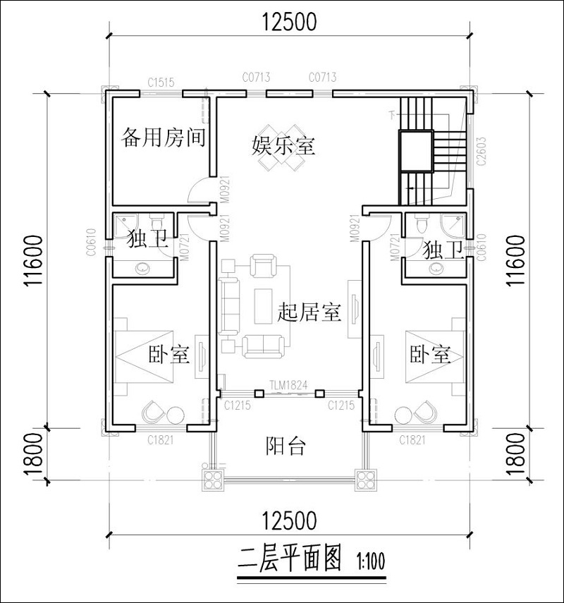 农村自建房二层平面图