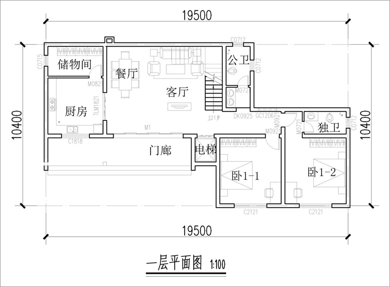 二层中式楼房设计户型图