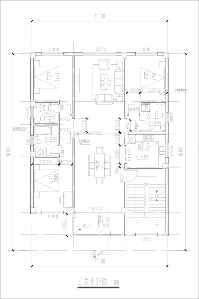 临街门面建房三层设计图