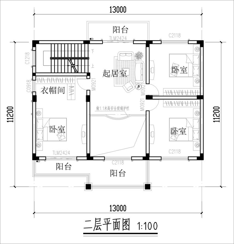 农村自建简单二层户型图