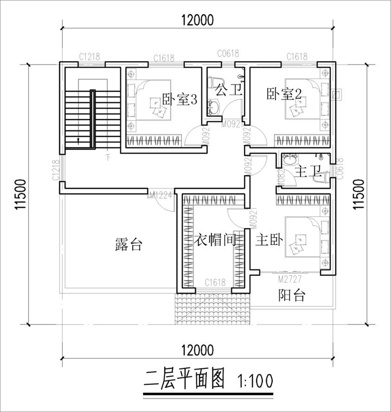 农村小二层楼房平面图图片