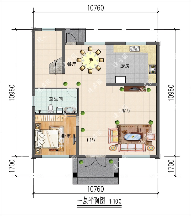 二层欧式小别墅设计一层平面布局图