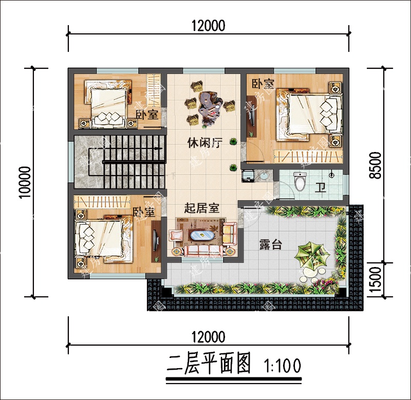 农村自建别墅设计二层户型图