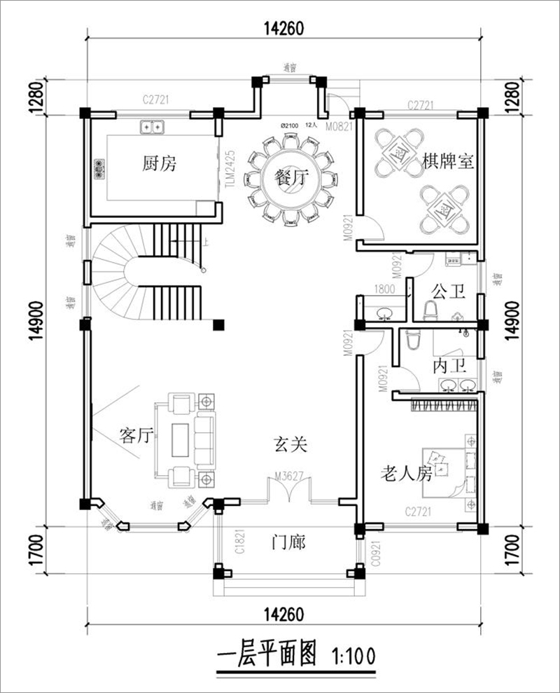 欧式别墅设计一层户型图